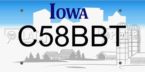 C58BBT Iowa License Plate
