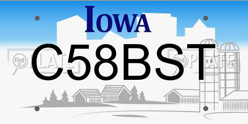 C58BST Iowa License Plate