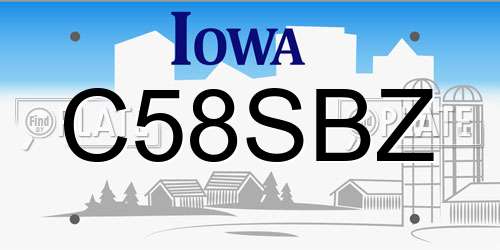 C58SBZ Iowa License Plate
