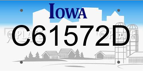 C61572D Iowa License Plate