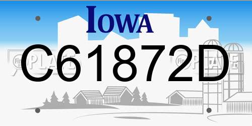 C61872D Iowa License Plate