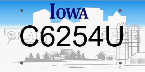 C6254U Iowa License Plate