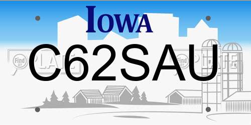 C62SAU Iowa License Plate