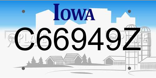 C66949Z Iowa License Plate