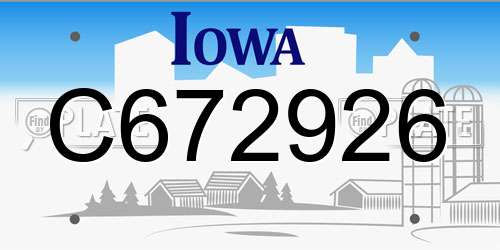 C672926 Iowa License Plate