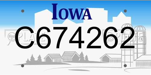C674262 Iowa License Plate