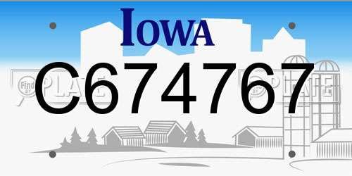 C674767 Iowa License Plate