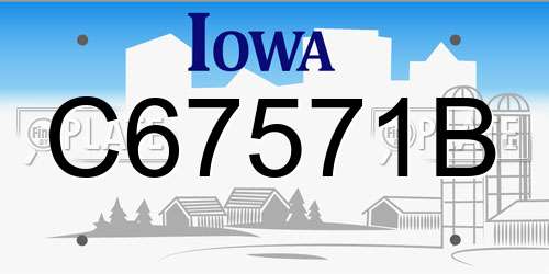 C67571B Iowa License Plate