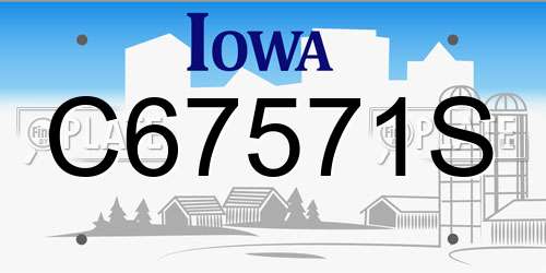 C67571S Iowa License Plate