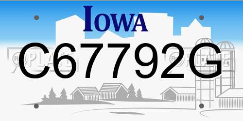 C67792G Iowa License Plate