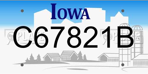 C67821B Iowa License Plate