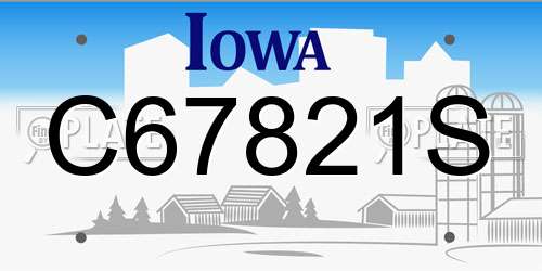 C67821S Iowa License Plate
