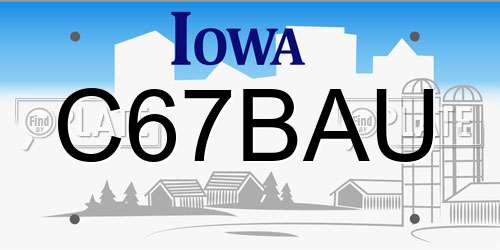 C67BAU Iowa License Plate