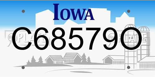 C68579O Iowa License Plate