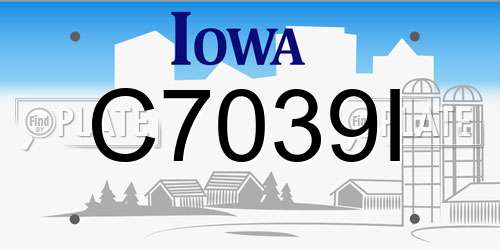 C7039I Iowa License Plate