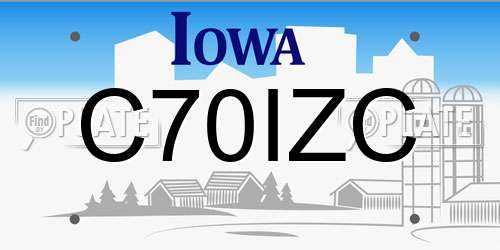 C70IZC Iowa License Plate