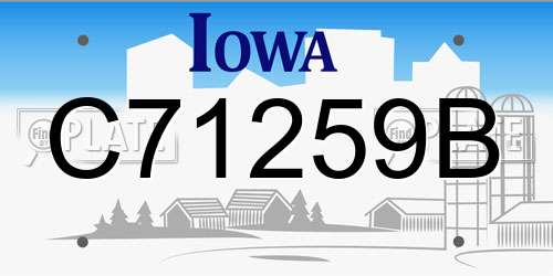 C71259B Iowa License Plate