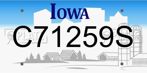 C71259S Iowa License Plate