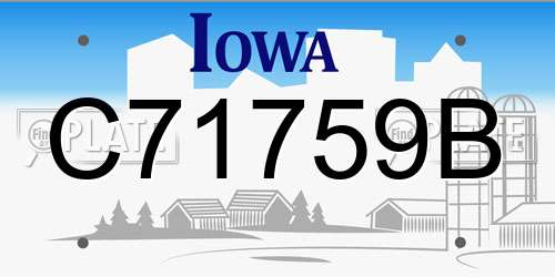 C71759B Iowa License Plate