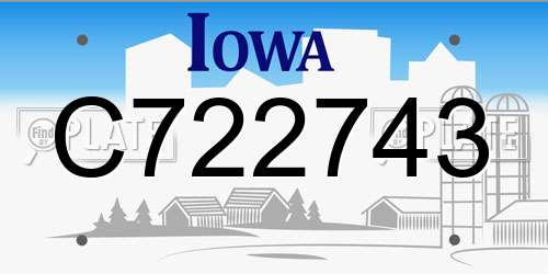 C722743 Iowa License Plate