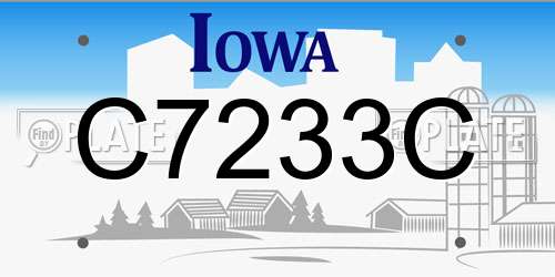 C7233C Iowa License Plate
