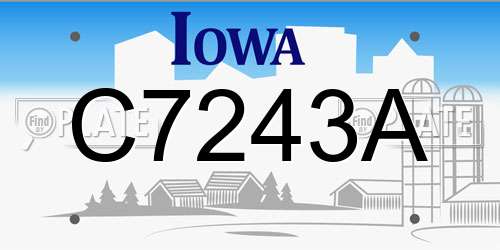 C7243A Iowa License Plate