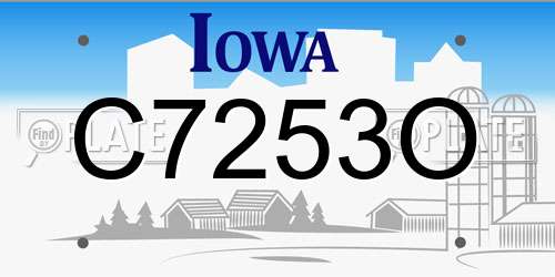 C7253O Iowa License Plate