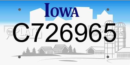 C726965 Iowa License Plate
