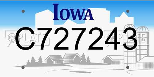 C727243 Iowa License Plate