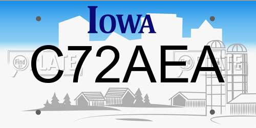 C72AEA Iowa License Plate