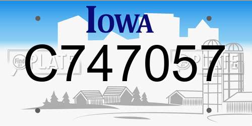 C747057 Iowa License Plate
