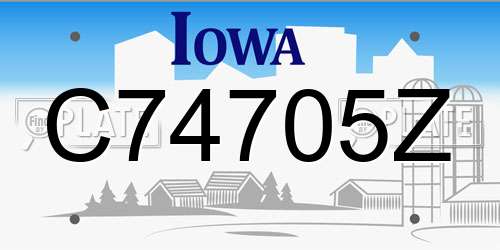 C74705Z Iowa License Plate