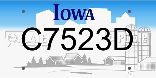 C7523D Iowa License Plate