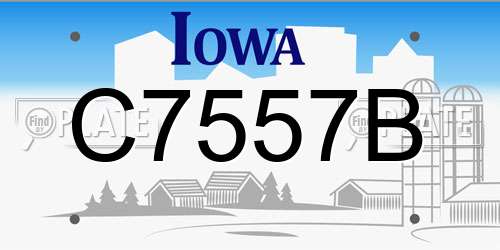 C7557B Iowa License Plate