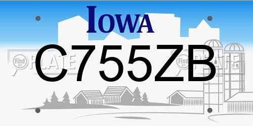 C755ZB Iowa License Plate