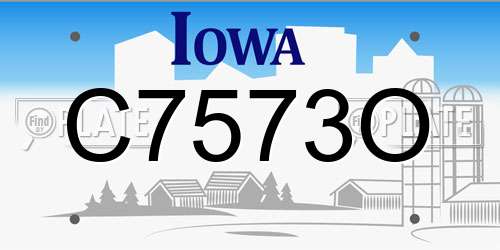 C7573O Iowa License Plate