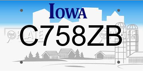 C758ZB Iowa License Plate