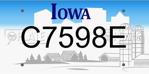 C7598E Iowa License Plate