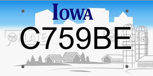 C759BE Iowa License Plate