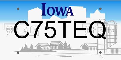 C75TEQ Iowa License Plate