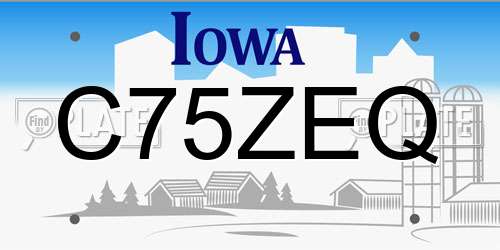 C75ZEQ Iowa License Plate