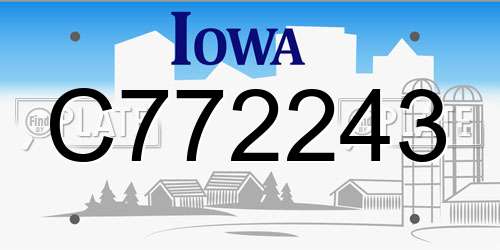 C772243 Iowa License Plate