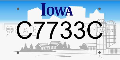 C7733C Iowa License Plate