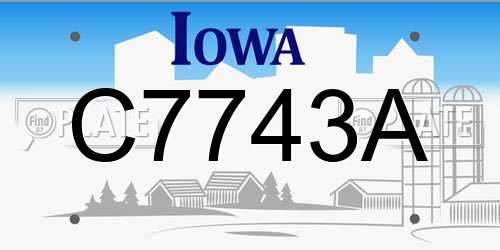 C7743A Iowa License Plate