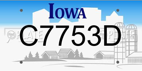 C7753D Iowa License Plate