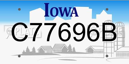 C77696B Iowa License Plate