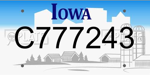 C777243 Iowa License Plate