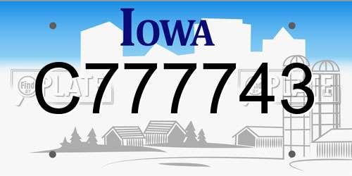 C777743 Iowa License Plate