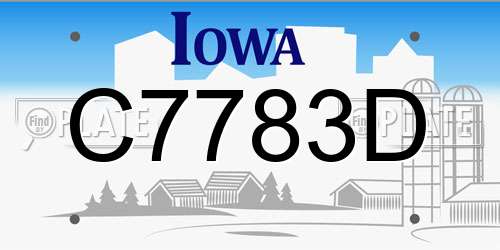 C7783D Iowa License Plate