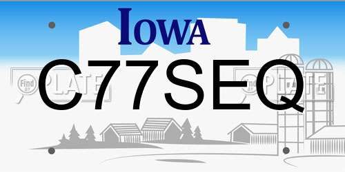 C77SEQ Iowa License Plate